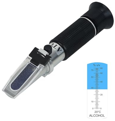 NANBEI Alcohol Refractometer with ATC,Range 0-80% v/v. Alcohol Content Measurement Tool Tester for Alcohol Liquor Production, Ethanol with Water Winemaker