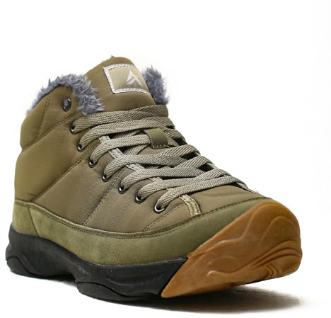 Azooken Stivali da Neve Uomo Donna Inverno Scarponi da Trekking Scarpe Caldi Snow Boots Sneakers Outdoor（6119-Army green45）
