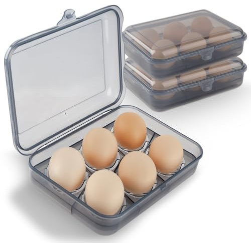 RoseFlower 2 Piezas Hueveras de Plastico, 6 Celdas Hueveras para Frigorifico y Cámping, Huevera Nevera, Envase Huevos, Caja de Huevos, Huevera de Plástico, Hueveras Cesta, Huevera Gallina