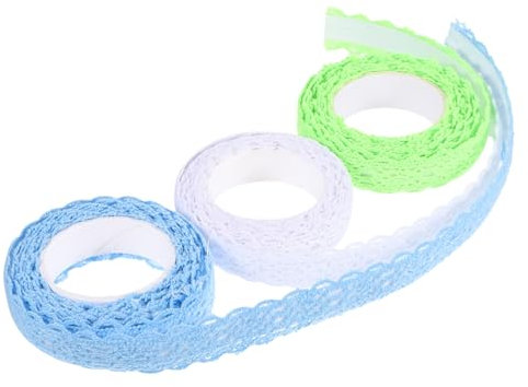 DIYEAH 3rollen Spitzenband Selbstklebend Dekoratives Lace Tape Für Scrapbooking Basteln Und Diy-projekte Weiß Dunkelgrün Blau Für Karten Fotoalben Und
