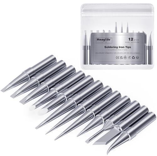 HANGLIFE ET Lötspitzen für Weller WE1010NA WE1010EDU WES51/50 WESD51 WCC101 PES51/50 WEP70 LR21 und weitere Lötstationen/Lötkolben – Ersatzlötspitzen für Weller Lötgeräte- Lötkolben Spitzen (12 Stück)