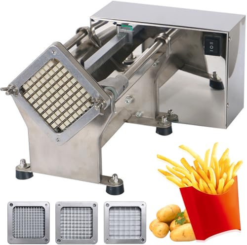 Cortadora Eléctrica de Patatas Fritas Cortador de Papas con Cuchillas de Acero Inoxidable de 6mm 9mm 13mm Cortador de Papas, Cortador de Patatas Fritas Verduras y Frutas