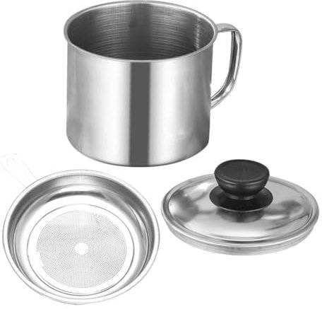 Alipis Recipiente Para Aceite Con Filtro Inoxidable Olla Grande Para Freír Almacenamiento Multifunción
