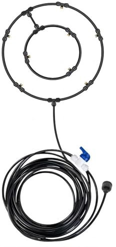 Fiauli Sistema de niebla de agua, kit de ventilador para exteriores, pulverizador de refrigeración con boquillas extraíbles, filtro de ajuste de té, fácil instalación para ventiladores, terrazas, días