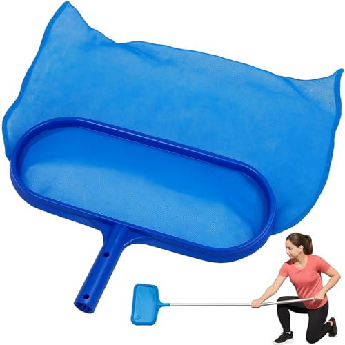 TECHZOCO Recogehojas para Fondo Piscina, Recogehojas Plano Piscina, Producto Reforzado con Malla Fina, Pool Skimmer Rake Net, Limpia Piscinas, No Incluye Mastil, Diseño Rectangular 41 x 18 cm