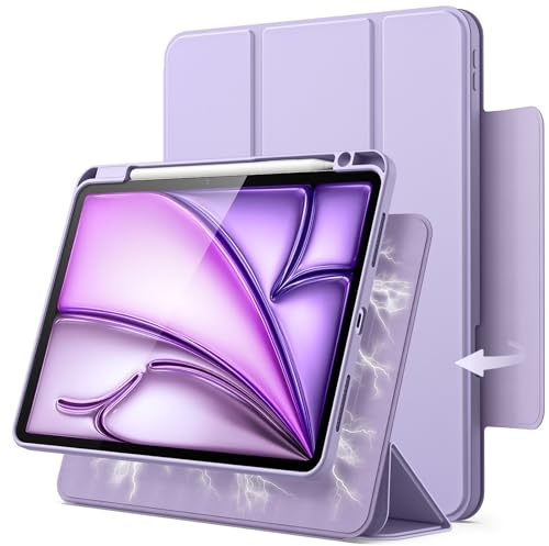 JETech Custodia Magnetica Rimovibile per iPad Air 11 M2-M4, Air 5/4, Viola | Per iPad Air 11 (2026-2024) & Air 10,9 (2022/2020), Cover Rotante, Supporto Verticale/Orizzontale, Visione Rialzata
