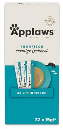 Applaws 100% natuurlijke romige likbare kattensnacks in Puree, tonijn - 32 x 15 g