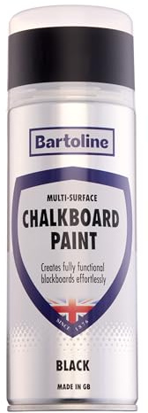 Bartoline Chalkboard Paint Black 400ml Matt Finish Writable and Wipeable Spray for Walls, Furniture, Signs and More Multi-Surface Chalkboard Coating for Home, Office, Classroom and Retail