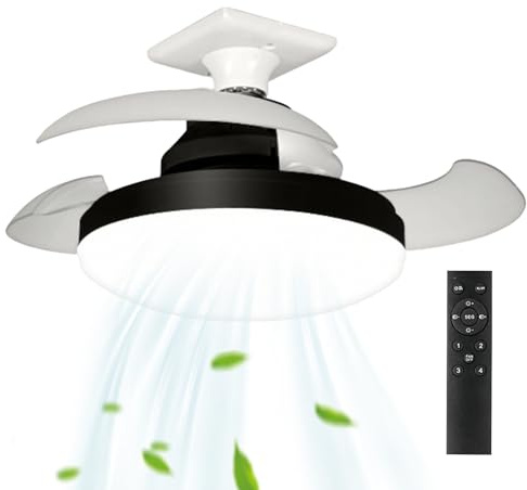 Fyrdyn Ventilador De Techo Con Luces,Ventilador de Luz Retráctil para Dormitorio Interior - Aparato De Refrigeración Silencioso Multifuncional Para Dormitorio Estudio Guardería