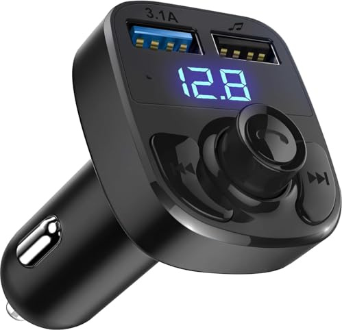 Handsfree Call Car Charger,Wireless Bluetooth 5.3 FM Transmitter Radio Receiver,Mp3 Audio Music Adapter,Dual USB Port Charger Compatible for All Smartphones (New Black)