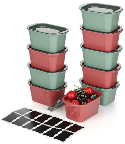 Romon Meal Prep Containers, Tapers Para Comida Hermetico, Tupper Fiambre y Embutidos, Tupper Plastico BPA-Free con Alta Hermeticidad, Microondables y Lavables en Lavavajillas (10 Unidades, 350ml)
