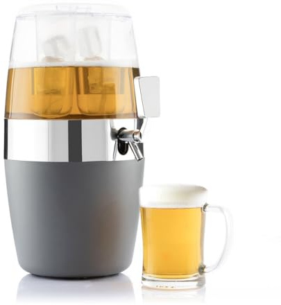 Distributore di bevande refrigeranti 4 litri con rubinetto antigoccia, doppio vassoio per ghiaccio rimovibile, fontana per bevande trasparente, serbatoio refrigerato per cocktail, giraffa birra