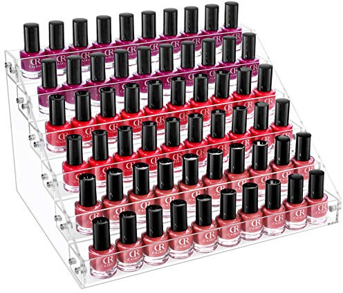 Gospire 6 Tier Clear Acrylic Nail Polish Ink Rack Sunglasses Organizer Eyeglasses Display Rack essential oil Stand Holder Jewelry Makeup Organizer