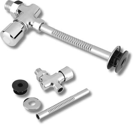 Urinoir de Chasse, Robinet de Chasse Toilette Détecteur Automatique avec Bouton en Laiton Chasse d’eau d’urinoir à Pression Délai Manuel