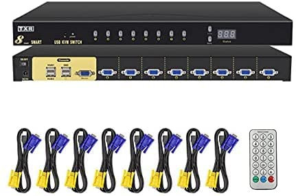 Conmutador KVM VGA USB, KVM-switch 4/8/16-port VGA 4/8/16 in 1-out-projektor video-display-fernbedienung mit 4/8/16 Original VGA-Kabel: für Win98/ME/2 KP4/XP/2003, Linux, Apple, Mac 8 puertos