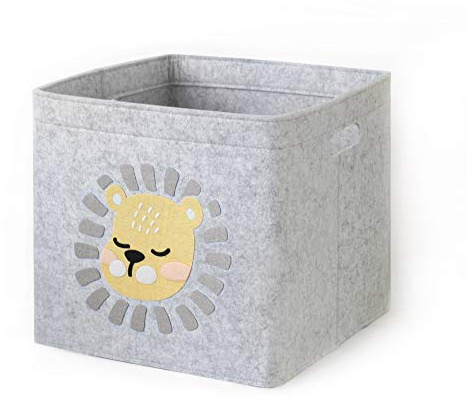 Lucky Sign - Aufbewahrungsbox Kinder faltbar Spielzeugkiste aus Filz Aufbewahrungskorb Wickeltisch für Kinderzimmer, 33x33x30cm - Junge Löwen