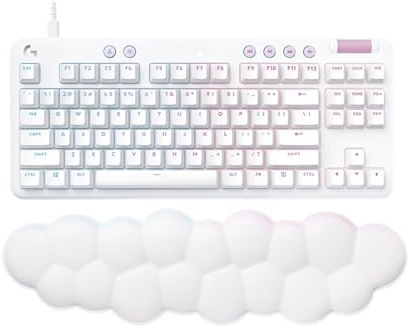 Logitech G Clavier de Jeu Filaire G713 avec éclairage RVB LIGHTSYNC, interrupteurs tactiles (GX Brown) et Repose-Poignet pour Clavier, PC et Mac - Blanc