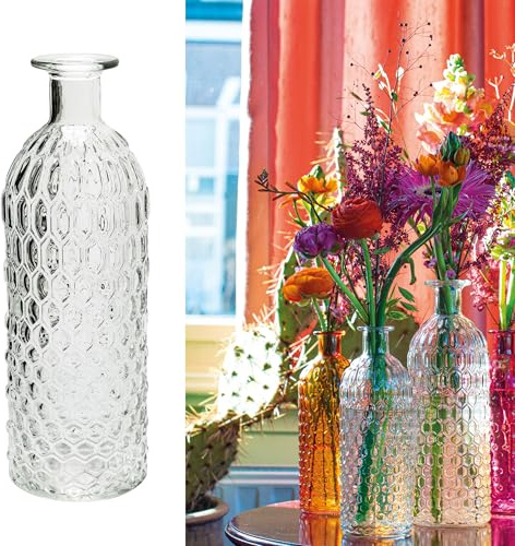 12 x Vasen aus Glas im Vintage-Look H 20 - Glasflaschen Deko Vasen Glasvasen Blumenvasen Flaschen Deko-Flaschen Größe H 20 cm