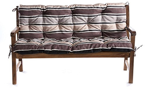 Gutekissen® Bankkissen, Sitzkissen, Gartenkissen, Steppkissen, Doppelkissen, Sitzmöbel, Gartenschaukel, Gartenmöbel L (200x60x50, Braun-Creme 3)