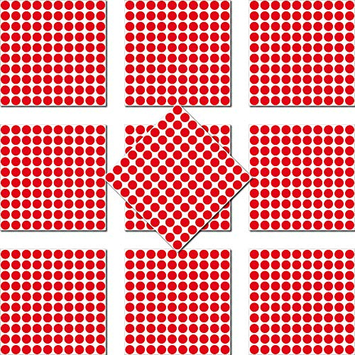 1000 Klebepunkte 15mm selbstklebend farbige Punkt Aufkleber PVC Deko Folie Etiketten Inventur (rot)