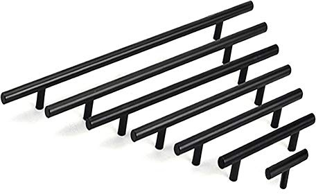 BOZONLI Schwarz Edelstahl Möbelgriffe Schrankgriffe, Griffe für Küchenschränke, Schrank Schublade Türgriff, Bohrlochabst 224mm 6 Stück