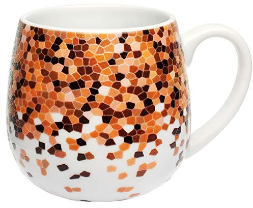 alles-meine.de GmbH 1 Stück Henkeltasse/Kaffeetasse - Mosaik BRAUN - groß - 420 ml - Porzellan/Keramik - Teetasse - Trinktasse mit Henkel - Mikrowellengeeignet - braune Ste..