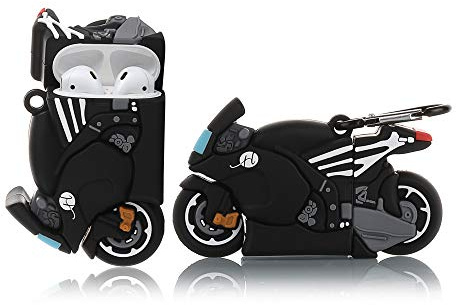YIGEYI Custodia in Silicone Compatibile con Airpods 1 e 2 Funny Cute Cartoon 3D Case Cover[Fantastica Serie di Giochi] (Motociclo)