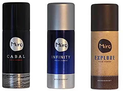 MIRO Cabal Infinity Explore Deodorant Spray 3x 150 ml (450 ml) 24h Schutz ohne Aluminium