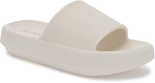 Joomra Womens Shower Slippers Slides Cushioned for Mens Quick Drying Foam Female Pillow House Shoes Pool Beach Sandals Male Sandalias Beige 40-41