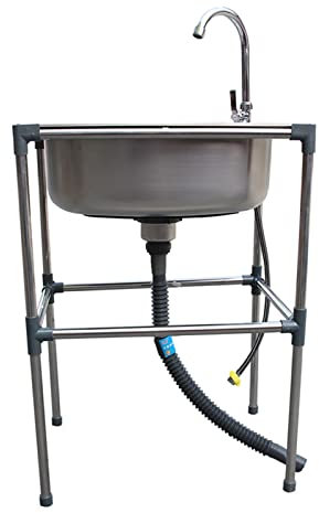 NWB Fregadero Simple De Acero Inoxidable,Fregadero de Servicios públicos,Fregadero De Cocina,17x14in,Fregadero Comercial para Exteriores, Interiores, Garaje, Cocina, Lavadero