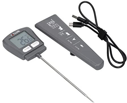 Taylor Pro Instant Read - Termómetro digital recargable USB para carne con 5 años de garantía, color negro, 20,5 x 2,5 x 5,7 cm, 0,1 g