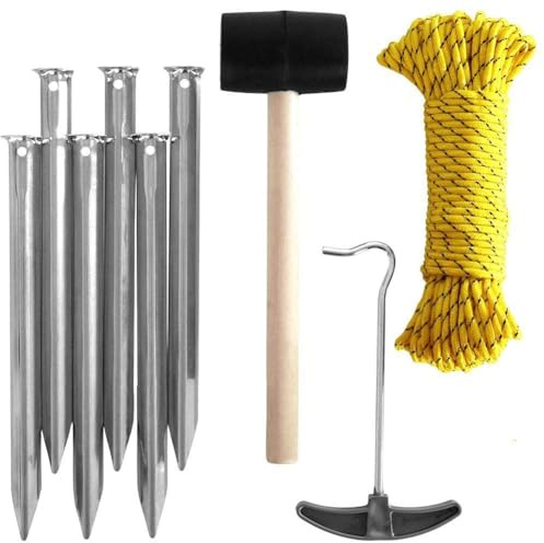 Campingzubehör Zeltzubehör Heringe Hammer Leine Haken 9-teiliges Set