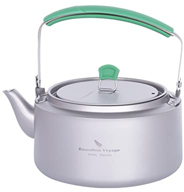 iBasingo 800ml Camping Titan Kessel Wasserkocher Teekanne mit Filter Tragbare Leichte Wasserkanne mit Großer Kapazität Wasserkessel für Gasherd Reise Outdoor Backpacking Tee Kaffeekocher Ti3101D