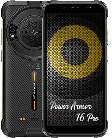 Ulefone Armor 16 PRO Android 12 Outdoor Handy Ohne Vertrag, 122Db Lautsprecher, 9600mAh Akku, Glare Taschenlampe, 16MP+8MP Kamera, 4GB+64GB, 5,93 IP68 Robust Smartphone, 3-Karten Slot, NFC Schwarz