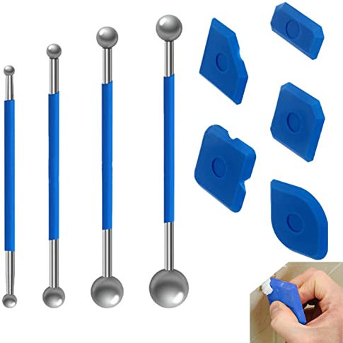 Joberio Strumento per la rimozione del Mastice in Silicone | Kit di Attrezzi per la rimozione del Mastice | Cazzuola in Silicone Rimuovi Raschietto Caulk Remover Raschietto angolare per Colla