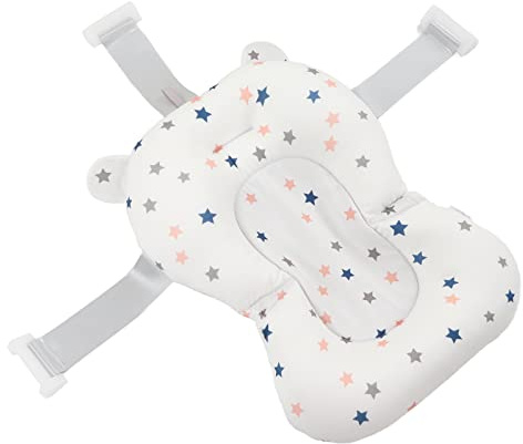 Baby Badplats Kudde, Säker Vikbar Insats Baby Bad Kudden Bath Insat Sits för Nyfödd (Vita stjärnor)