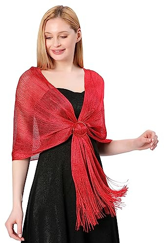 LumiSyne Mujer Chales Metálicos Brillantes y Envolturas Con Hebilla Glitter Color Sólido Flecos Bufandas Largo Ligero Estola Elegante Para Vestidos De Fiesta De Noche Boda Novia Dama De Honor Baile