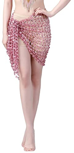 Pailletten Rock Bauchtanz Hüfttuch Sequin Hip Schal funkelnd Sexy Fransen Wickelrock Rave Karneval Kostüm für Mädchen Frauen Performance Kleidung