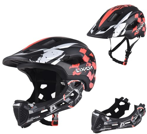 Lixada Casco da Ciclismo per Bambini Staccabile Integrale - Casco Sportivo per MTB, BMX, Skateboard e Scooter con Mento Rimovibile per Piccoli Atleti