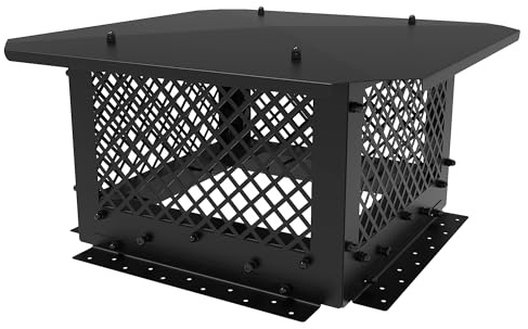 Hahaemall Schornsteinkappe, 35,6 x 35,6 cm, Kaminabdeckung, Kamin-Regenkappen, Kamin-Kappen für den Außenbereich, passend für vorhandene Tonabzugsfliesen, Schwarz