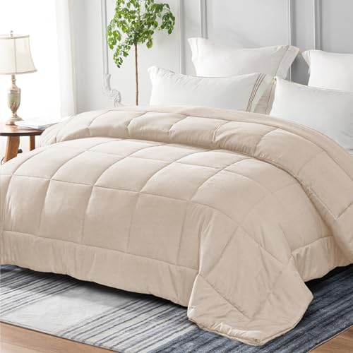 Whale Flotilla Coverless Duvet King Size 7.5 Tog Lightweight Soft Quilt | 220x 240 cm, Breathable Cosy Luxury Box-Stitch Microfibre Comforter, Machine Washable, All Seasons, Bed Bedroom Hotel, Beige