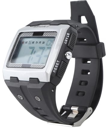 HERCHR Montre électronique De Sport, Montre Chronographe étanche Grand écran Montre De Sport Numérique Multifonctionnelle en Plein Air Montre De Course à Pied pour Hommes Femmes(Argent)