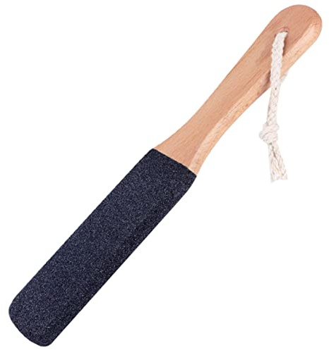 Hornhautfeile 2 Stück Doppelseitig, mit Holzgriff für Füße | Fußschaber Hornhaut, Ergonomischer Griff, Anti Rutsch, Tragbar für Reise und Zuhause