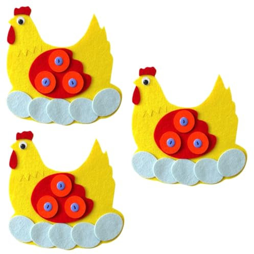 HEMOTON 6stücke Diy Lernspielzeug Aus Filz Für Junge Mädchen Lustiges Huhn Mit Eiern Und Knöpfen Pädagogisches Spielzeug Kreativität Und Hand-augen-koordination Für Kindergarten Und