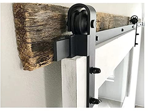 5-13.1ft Heavy Barn Sliding Door Track Kit - Silent Rail Fitting - Carbon Steel Black Single Wooden Door Hardware - Enhance Interior with Stylish Barn Door