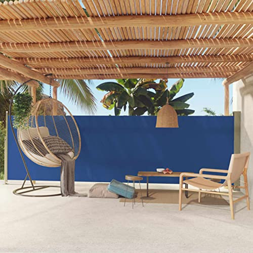 Cosisti Toldo Lateral Retráctil 160 x 500 cm, Pantalla de Terraza Patio, Separador Retráctil Terraza Protección De Vivienda, Retroceso Automático, Azul