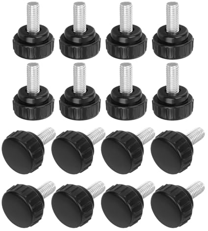 QUARKZMAN 16 Stück Rändelschraube rund, M8 x 16mm Kohlenstoffstahl verzinkte Gewindeschrauben Rundkopfschrauben Flügelschrauben für Möbel, Mechanische, Werkzeugmaschinen, Schwarz