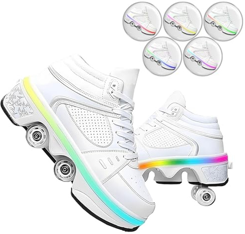 Schuhe mit Rollen fuir Madchen,Rollschuhe Kinder,Roller Skate Shoes Jungen,Roller Schuhe Damen,Verstecktes Rad Schuhe mit Roller als Weihnachts- und Geburtstagsgeschenke