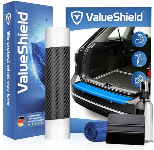 ValueShield Ladekantenschutz passend für VW Golf 7 VII 2012-2021 (Kompakt): Hochleistungsfolie, Lackschutzfolie & Kratzschutz für Kofferraum, Stoßstange, Schweller | Carbon-Design