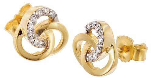 trendor Damen-Ohrringe Gold 333/8K Zweifarbige Ohrstecker 68439 | zauberhafter Ohrschmuck für Frauen, elegante Geschenkidee,